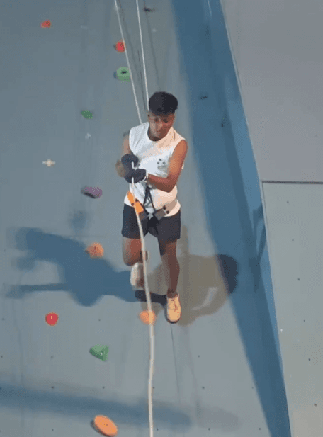 Wall-climbing training session